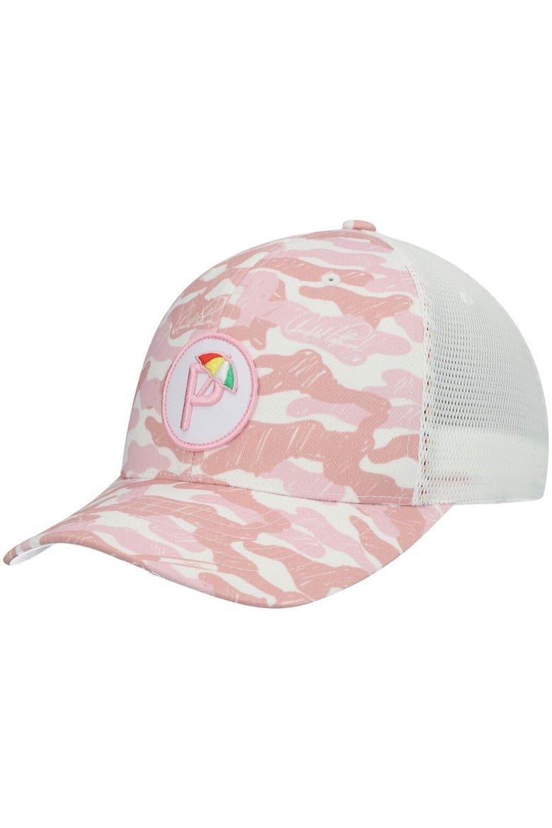 Men's Puma Pink Arnold Palmer Invitational Camo P Snapback Hat, Main, color, Pink