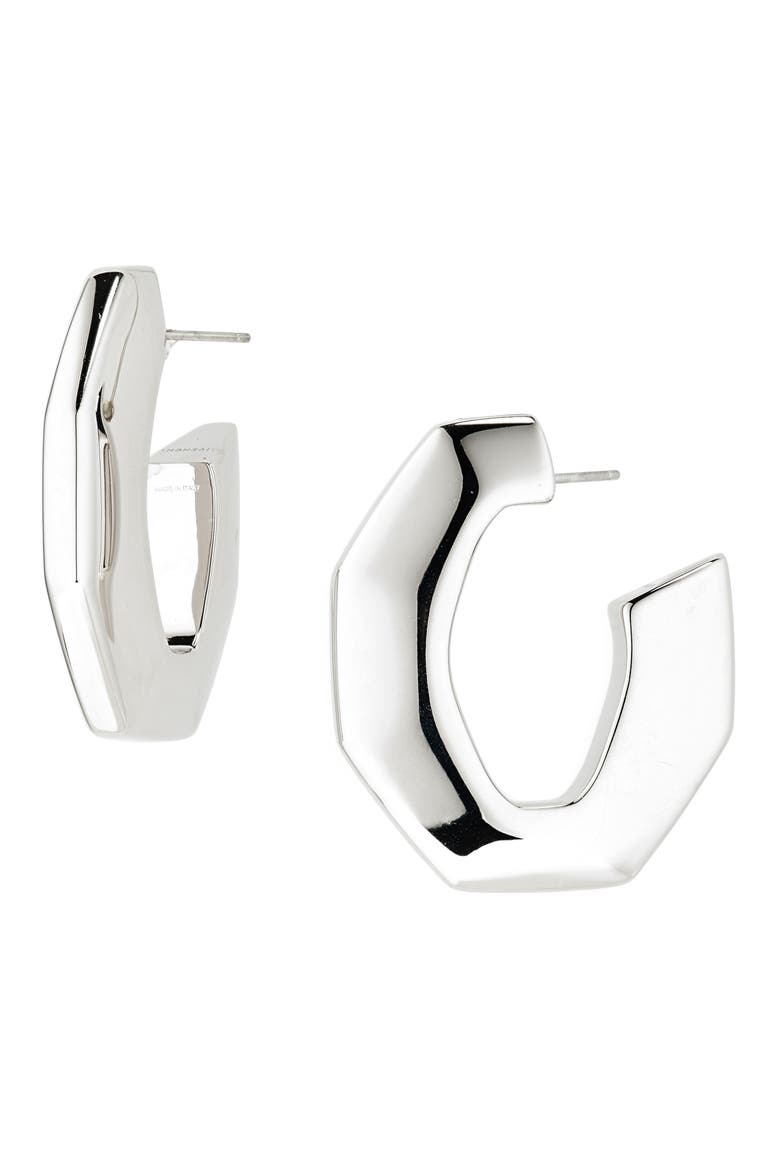 Large Chain Link Hoop Earrings, Main, color, SILVERY