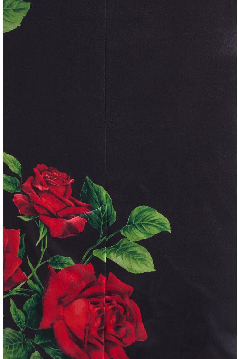 Floral Silk Satin Midi Dress, Alternate, color, ROSE ROSSE F.NERO