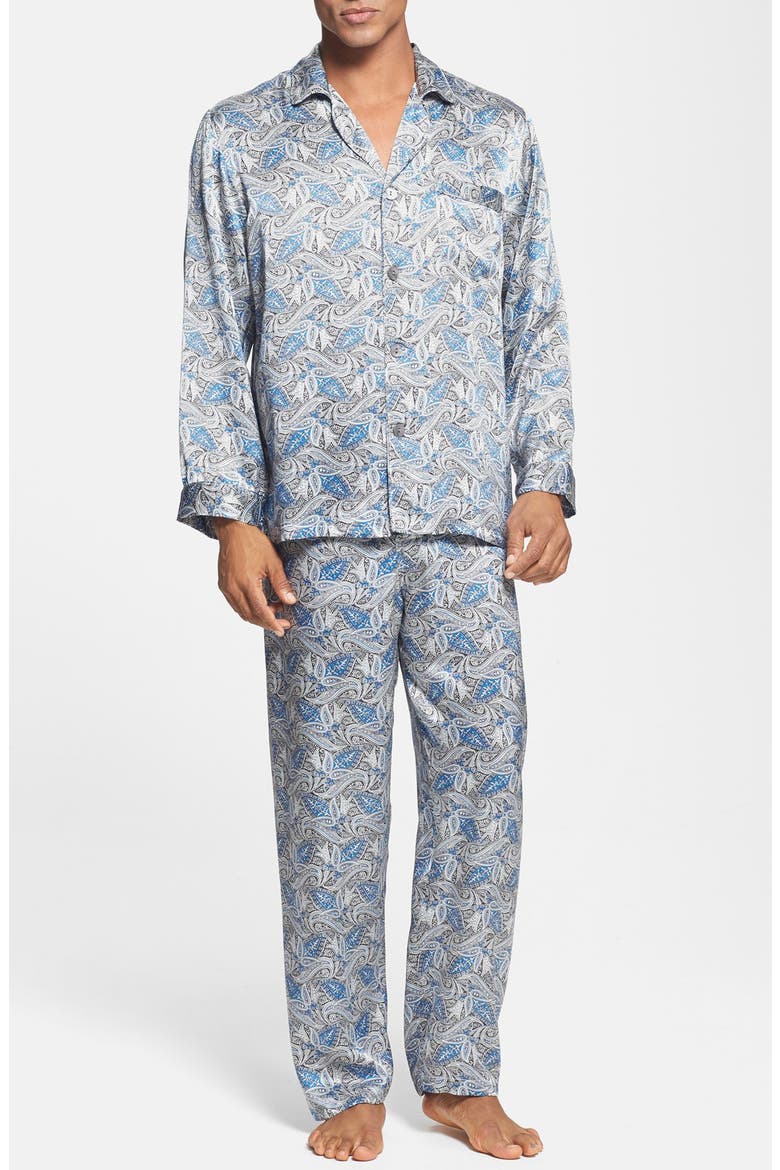 'Cypress' Silk Pajamas, Main, color, SKY BLUE