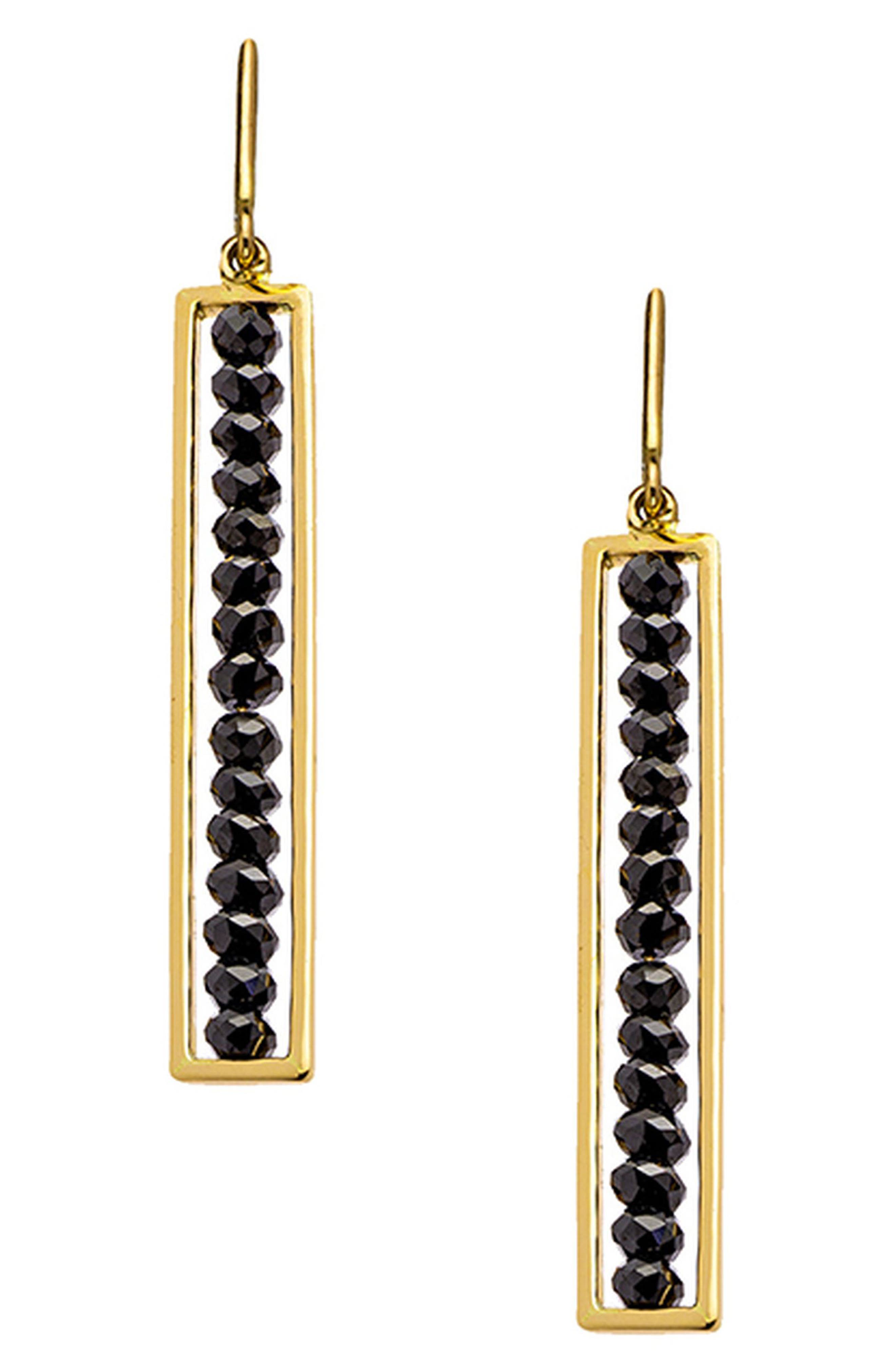 Sethi Couture Leila Black Diamond Drop Earrings in Yellow Gold 