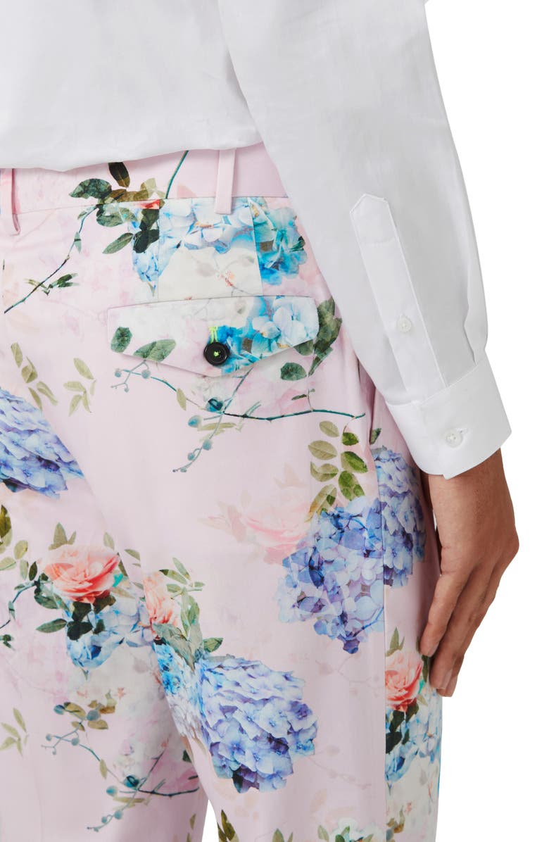 Twisted Tailor Pickhurst Slim Fit Pink Floral Suit Trousers, Alternate, color, 