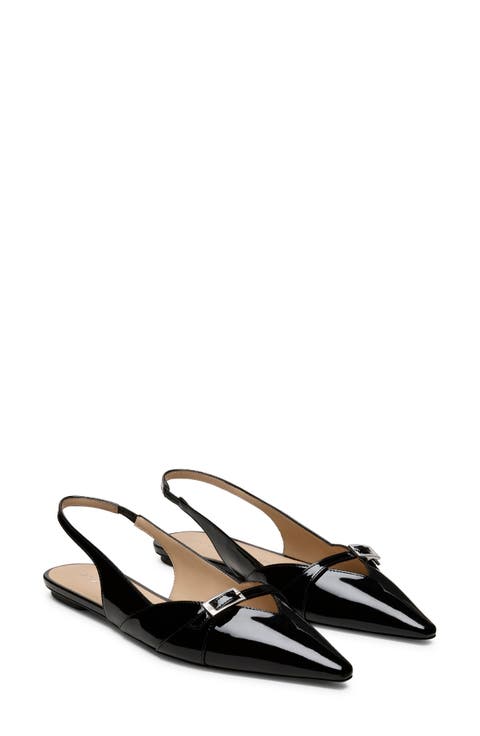 Georgie Pointed Toe Leather Slingback Flat
