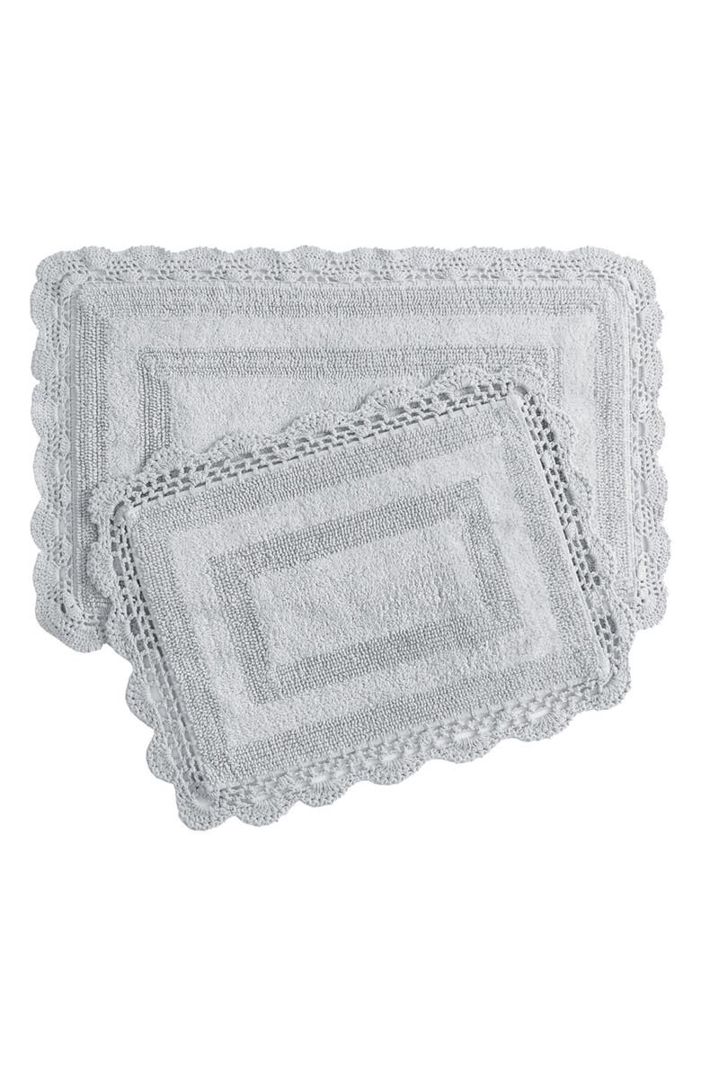 Laura Ashley Reversible Crochet Cotton 2-Piece Bath Mat Set, Main, color,