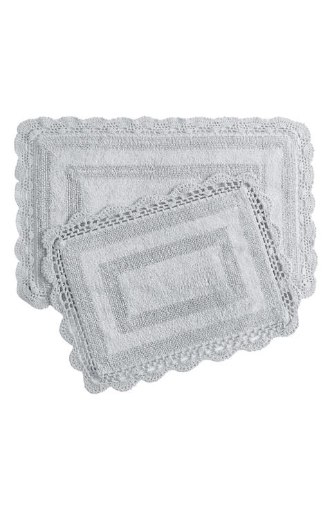Reversible Crochet Cotton 2-Piece Bath Mat Set
