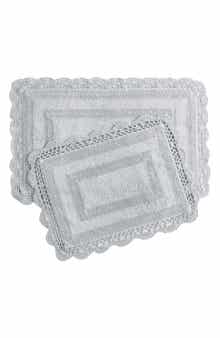 Laura Ashley Reversible Crochet Cotton 2-Piece Bath Mat Set