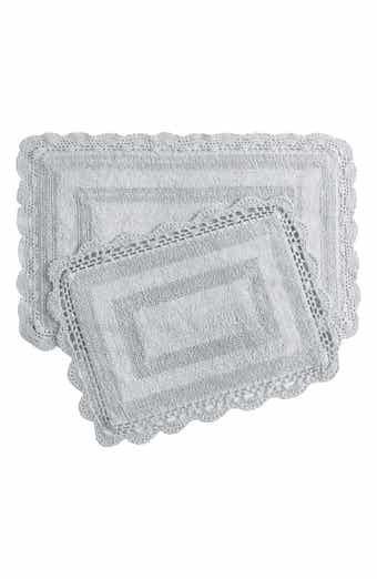 Laura Ashley Reversible Crochet Cotton 2-Piece Bath Mat Set