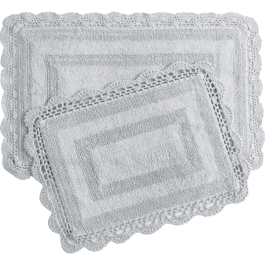 Laura Ashley Reversible Crochet Cotton 2-piece Bath Mat Set