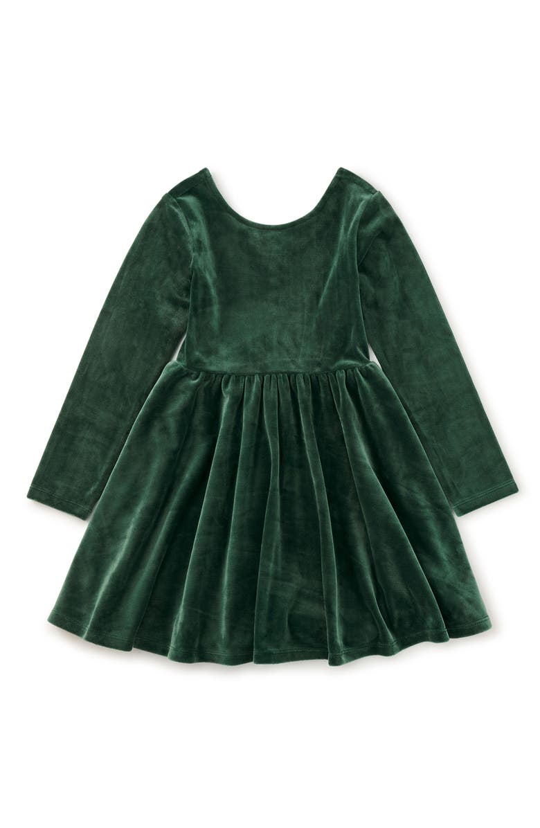 Tea Collection Velour Ballet Dress, Main, color, Pineneedle