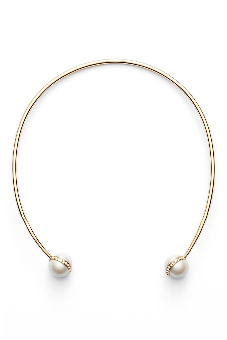 'purely pearl' open collar necklace, Main, color, CREAM MULTI