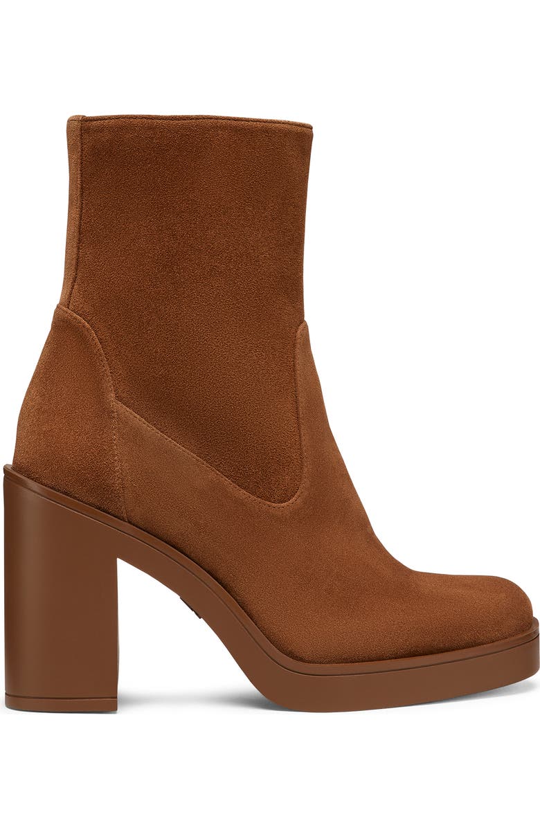 Stuart Weitzman Bethenny 80 Zip Bootie, Alternate, color, Coffee Tonal Suede