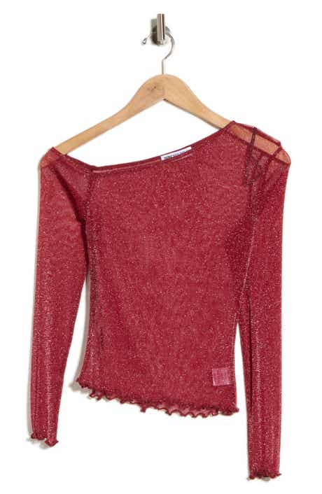 Zondra Sheer One-Shoulder Long Sleeve Top