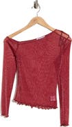 Princess Polly Zondra Sheer One-Shoulder Long Sleeve Top