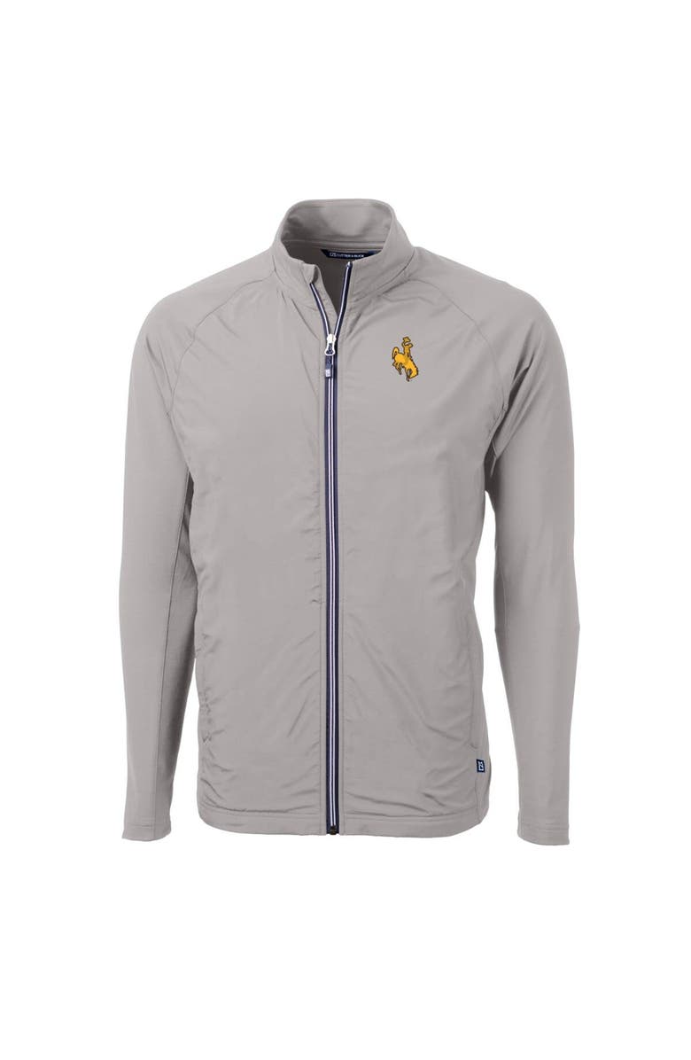 Cutter & Buck Men's Cutter & Buck Gray Wyoming Cowboys Big & Tall Adapt Eco Knit Hybrid Recycled Full-Zip Jacket, Alternate, color, 