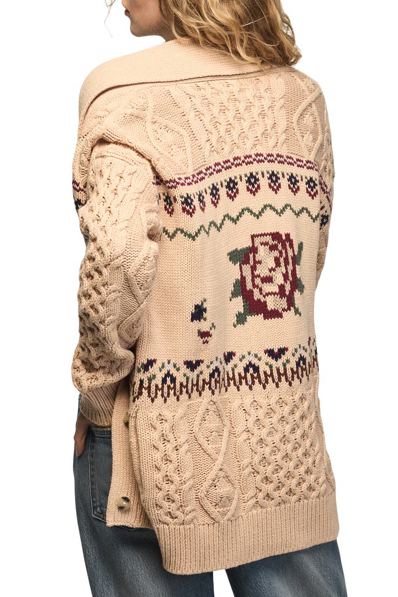 Floral Fair Isle Cardigan, Alternate, color, TOFU