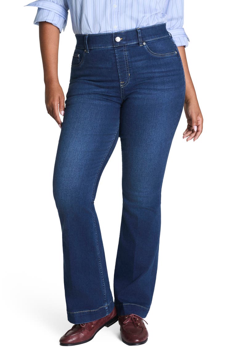 High Waist Flare Leg Pull-On Jeans, Main, color, POSEIDON