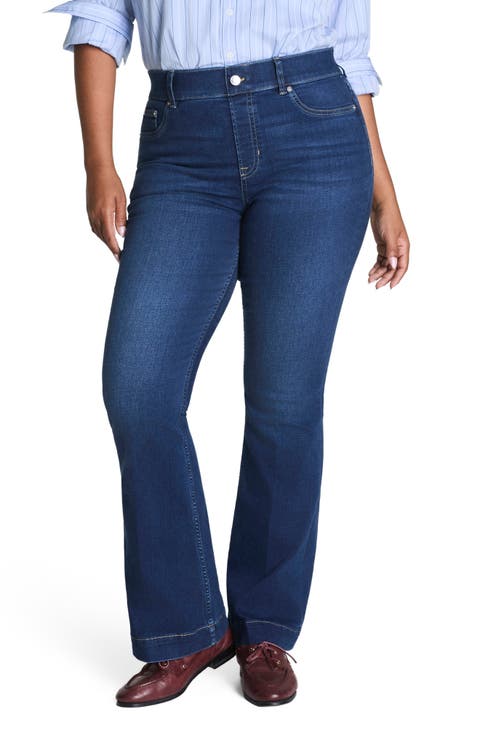 High Waist Flare Leg Pull-On Jeans