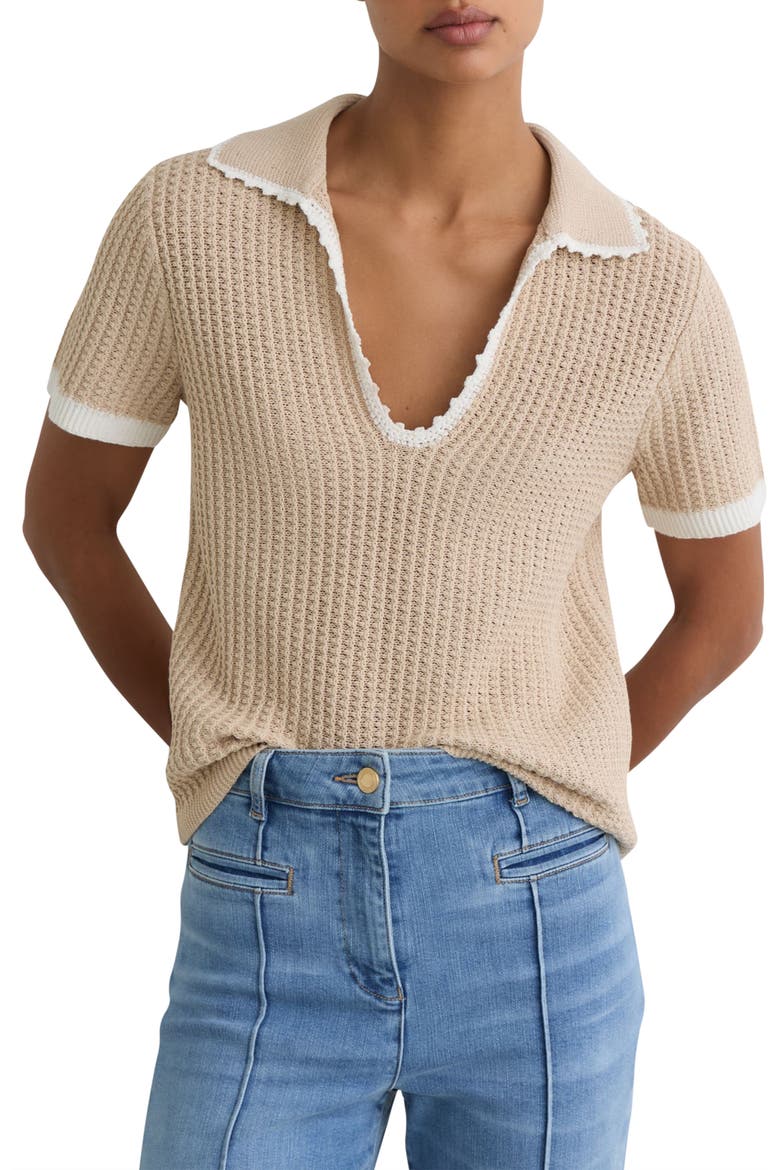 Ottilie Split Neck Knit Top, Alternate, color, NEUTRAL/WHITE