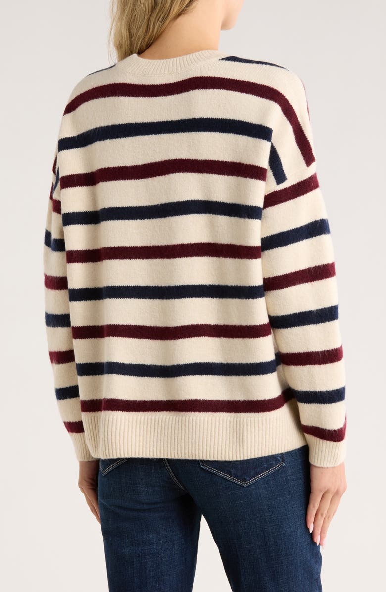 Parker Embroidered Striped Sweater, Alternate, color, Birch