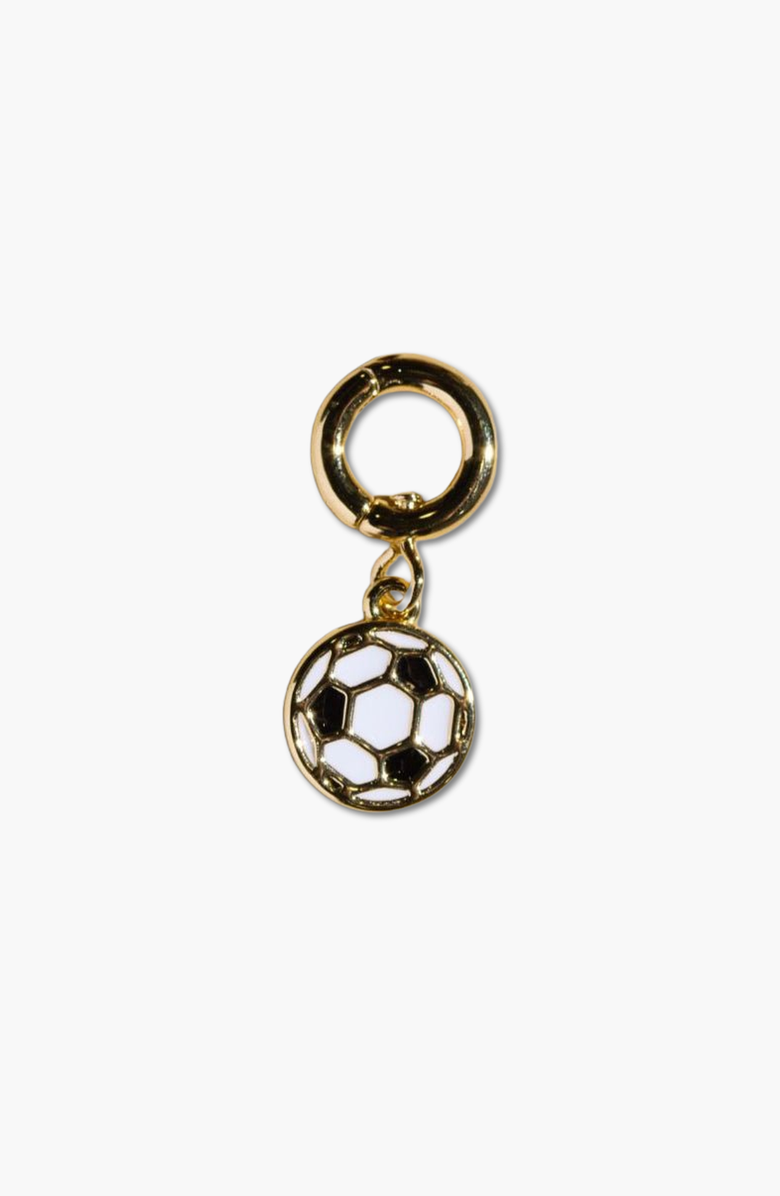 Nickel & Suede Soccer Ball Charm, Main, color, Gold