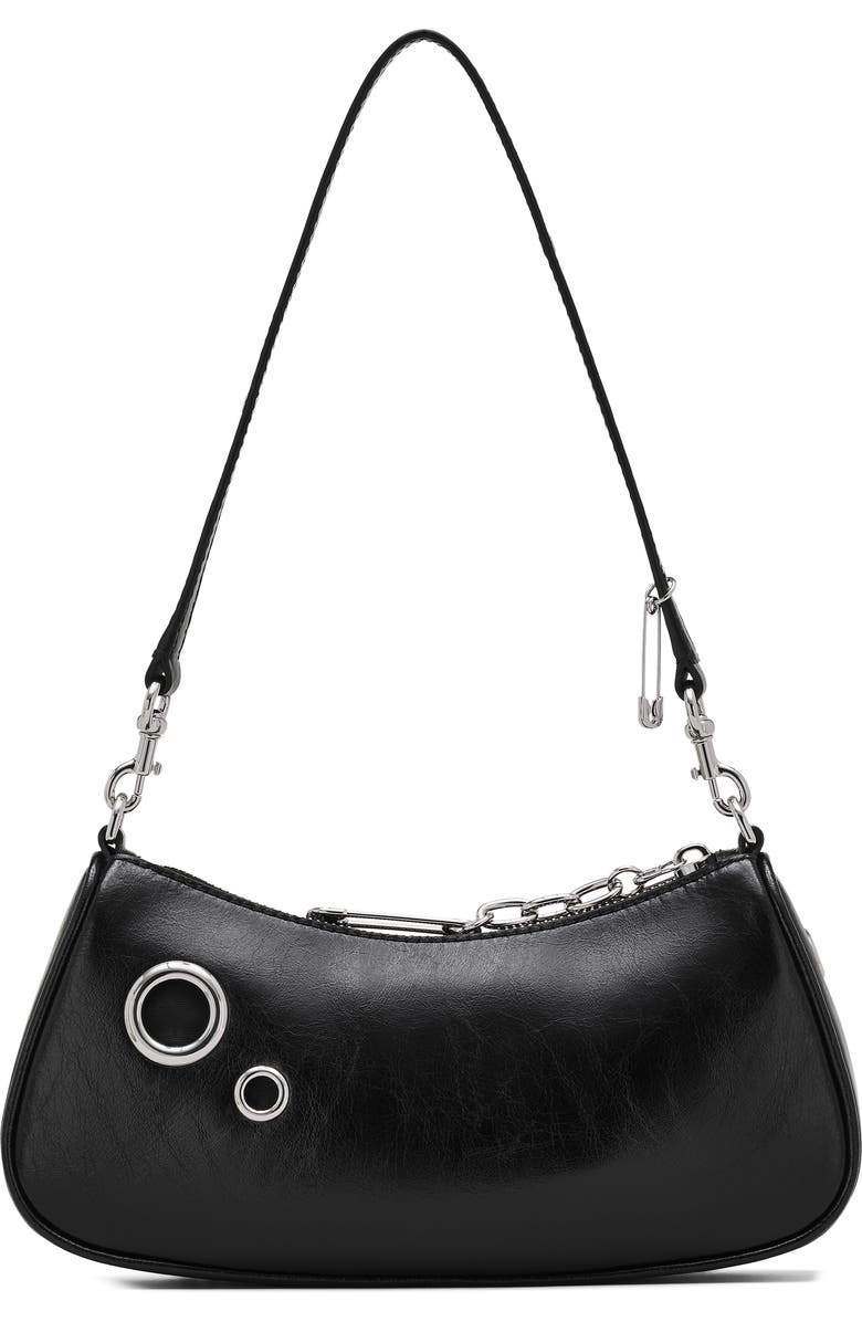 Marc Jacobs The Grommet Charm Leather Shoulder Bag, Alternate, color, Black