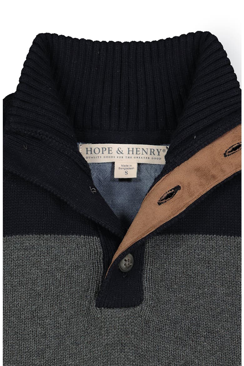 Kids' Organic Mock Neck Sweater with Elbow Patches, Alternate, color, Charcoal Heather and Black