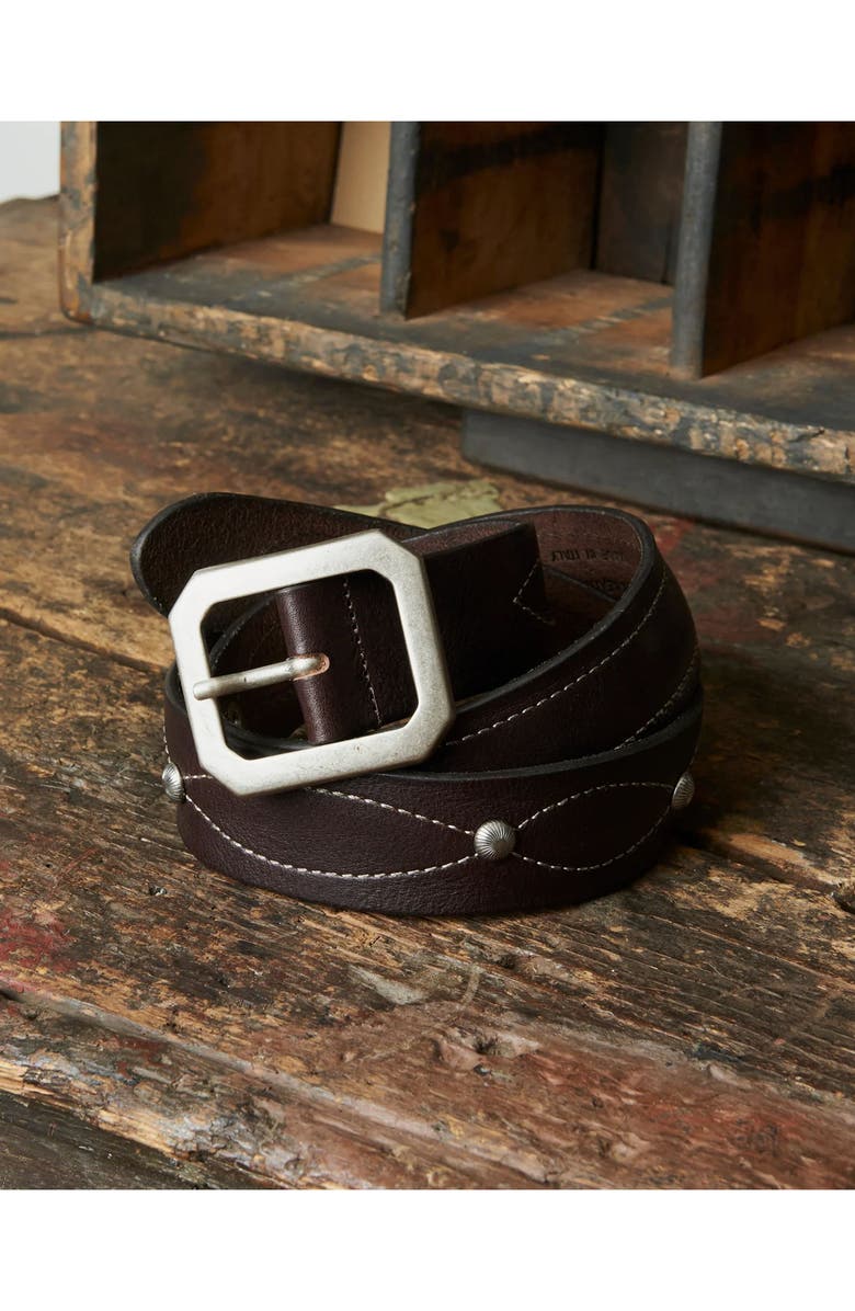 Fortela Oregon Leather Belt with Squared Buckle, Main, color, Testa Moro