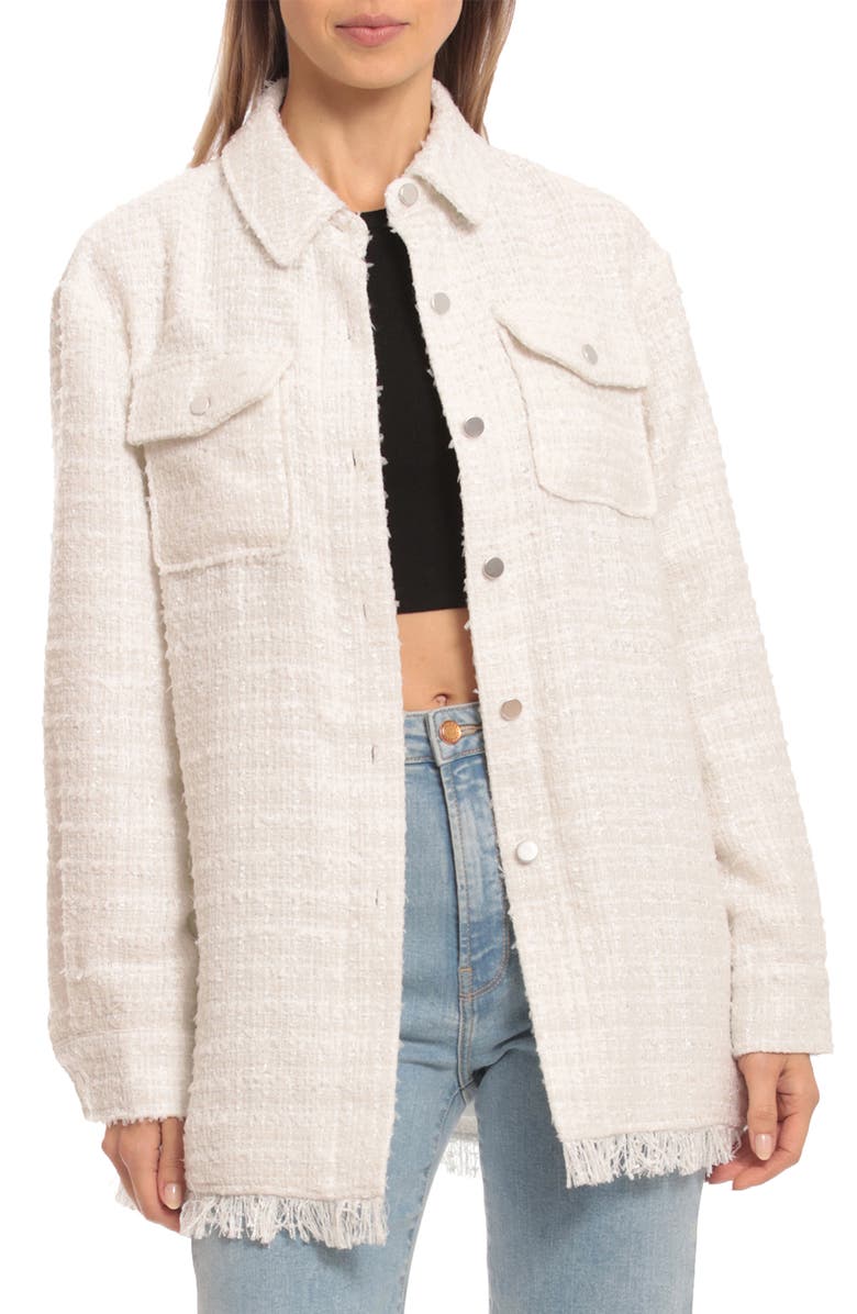 Avec Les Filles Marsh Fringed Tweed Shacket | Nordstromrack