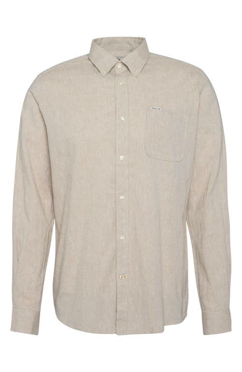 Barbour Slub Linen & Cotton Button-down Shirt In Stone
