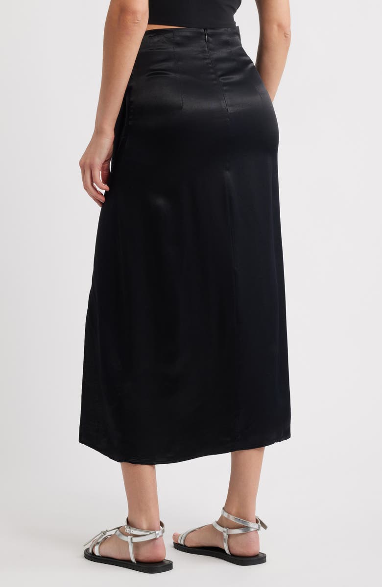 Topshop Ruched Front Vent Satin Maxi Skirt, Alternate, color, 