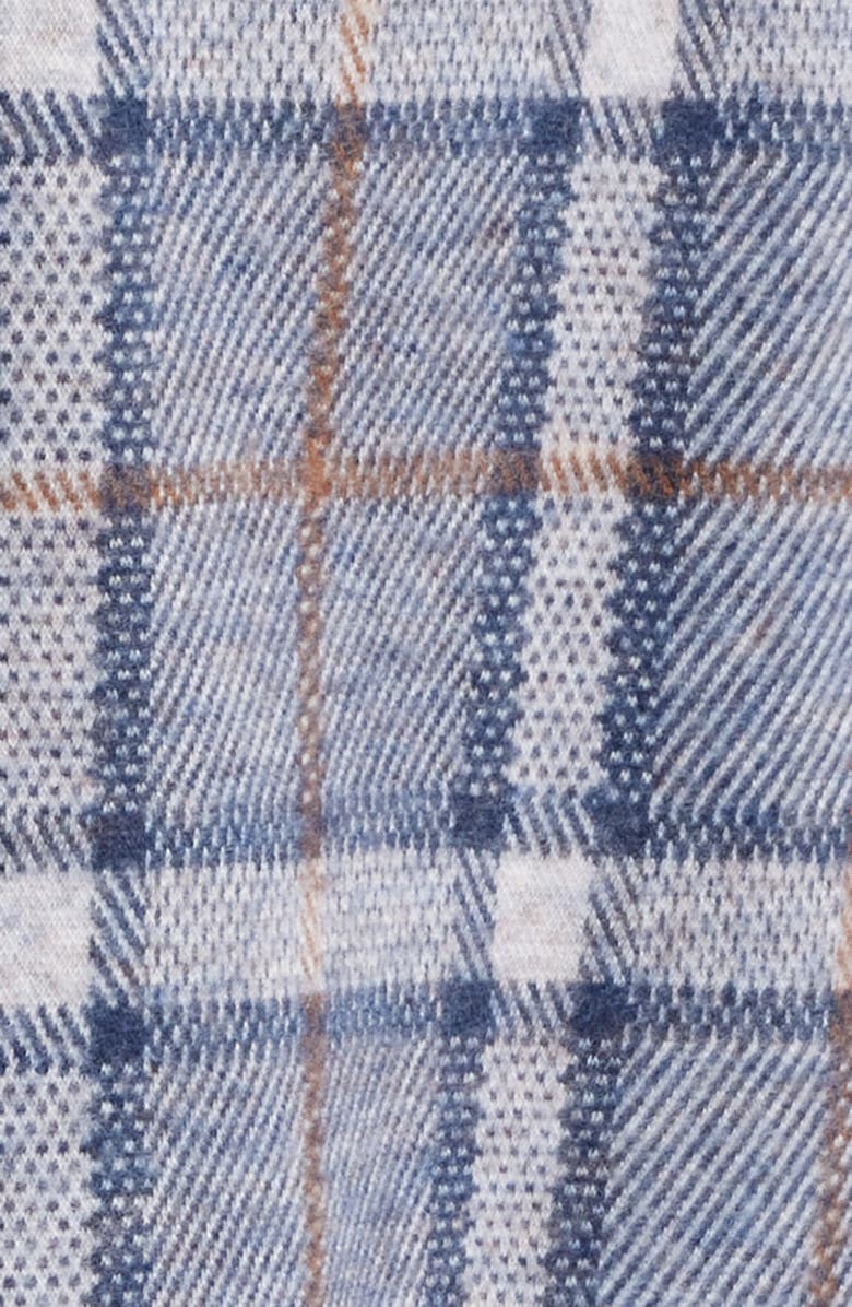 Johnston & Murphy Windowpane Brushed Cotton Blend Button-Up Shirt, Alternate, color, Blue