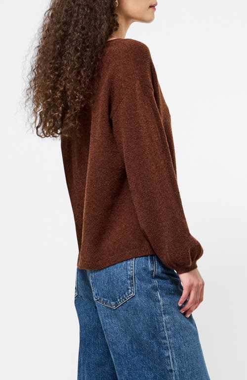 French Connection Vhari Knit V Neck Pullover Sweater In Brown