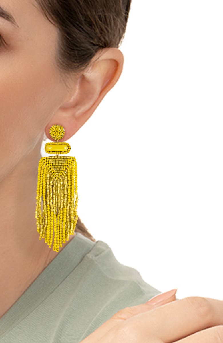 Deepa Gurnani Jody Fringe Drop Earrings, Alternate, color, Chartreuse