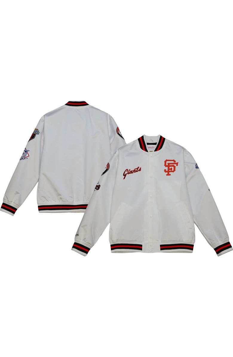 Mitchell & Ness Men's Mitchell & Ness White San Francisco Giants City Collection Satin Full-Snap Varsity Jacket, Alternate, color, 