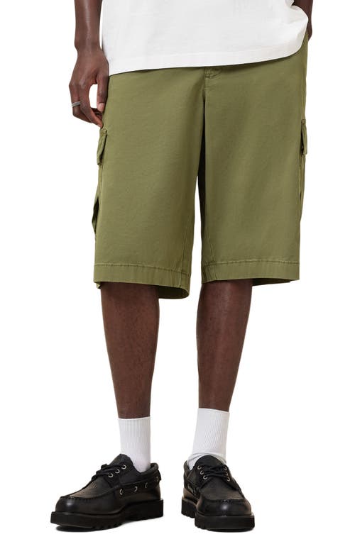 Allsaints Flynn Stretch Cotton Cargo Shorts In Eden Green