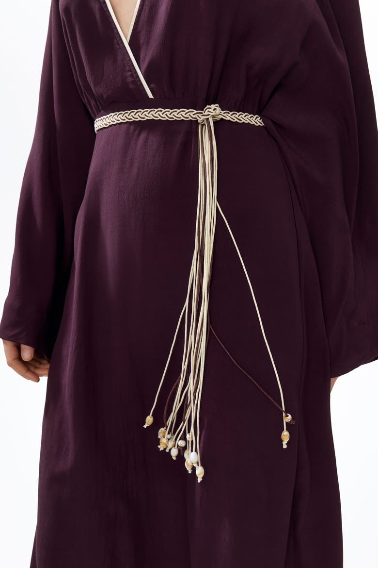 Belted Viscose Dress, Alternate, color, Dark plum purple