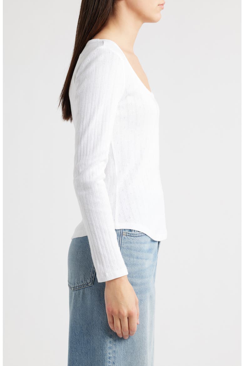 Long Sleeve Pointelle T-Shirt, Alternate, color, WHITE