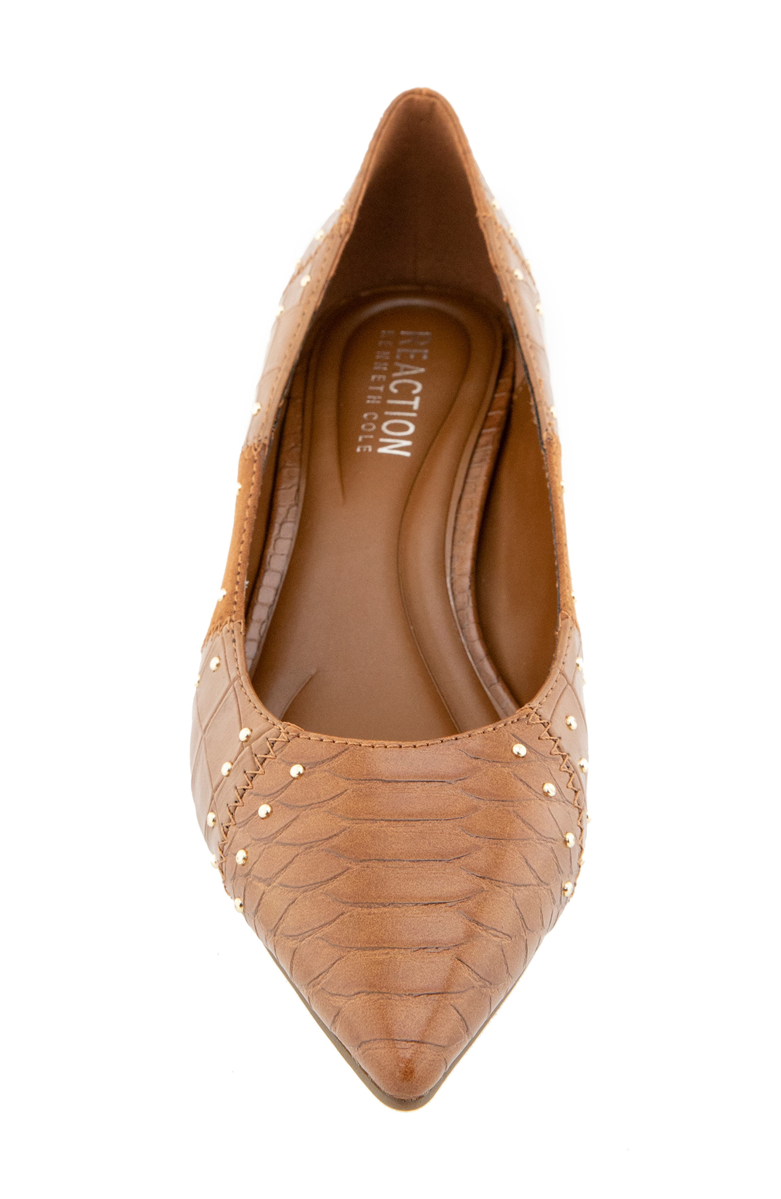 Mandy Croc Embossed Faux Leather Pump, Alternate, color, CARAMEL CROCO