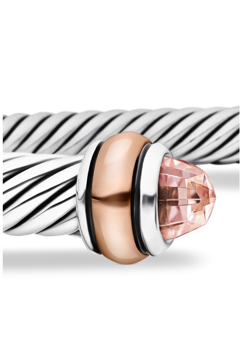 Classic Cable Bracelet in Sterling Silver with 18K Rose Gold and Morganite, 4mm, Alternate, color, MORGANITE
