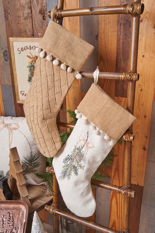 C & F Home C&f Home Pinecone Swag Hanging Christmas Stocking 20" In White