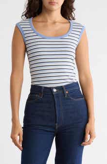 Madden Girl Stripe Scoop Neck Ribbed Tank