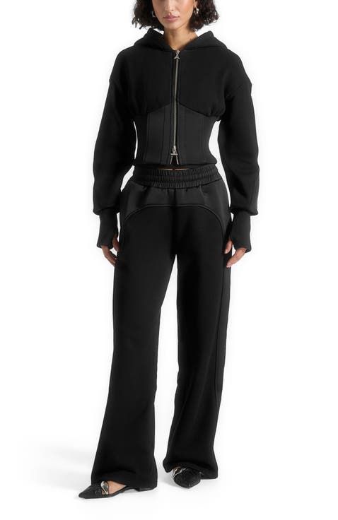 Brune Corset Jersey And Satin Zip Hoodie