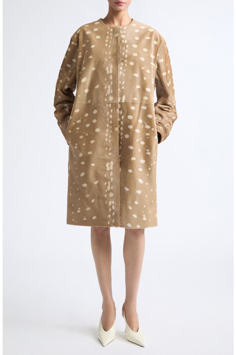 Liza Deer Print Genuine Calf Hair Coat, Main, color, DEER