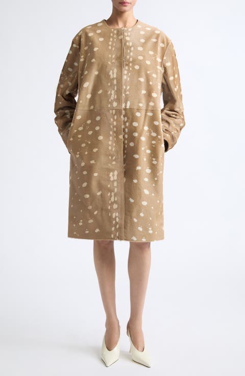 Liza Deer Print Genuine Calf Hair Coat