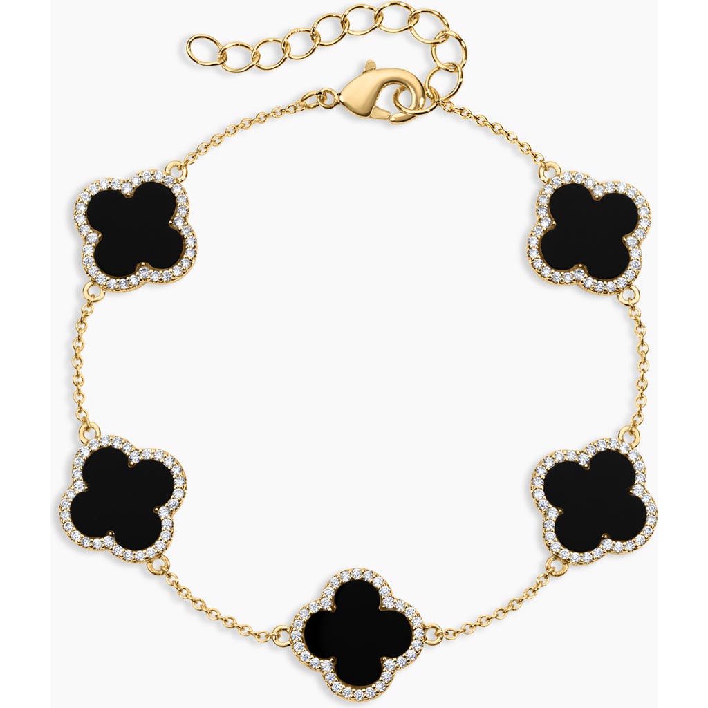 Electric Picks Icon Black Clover Bracelet In Gold