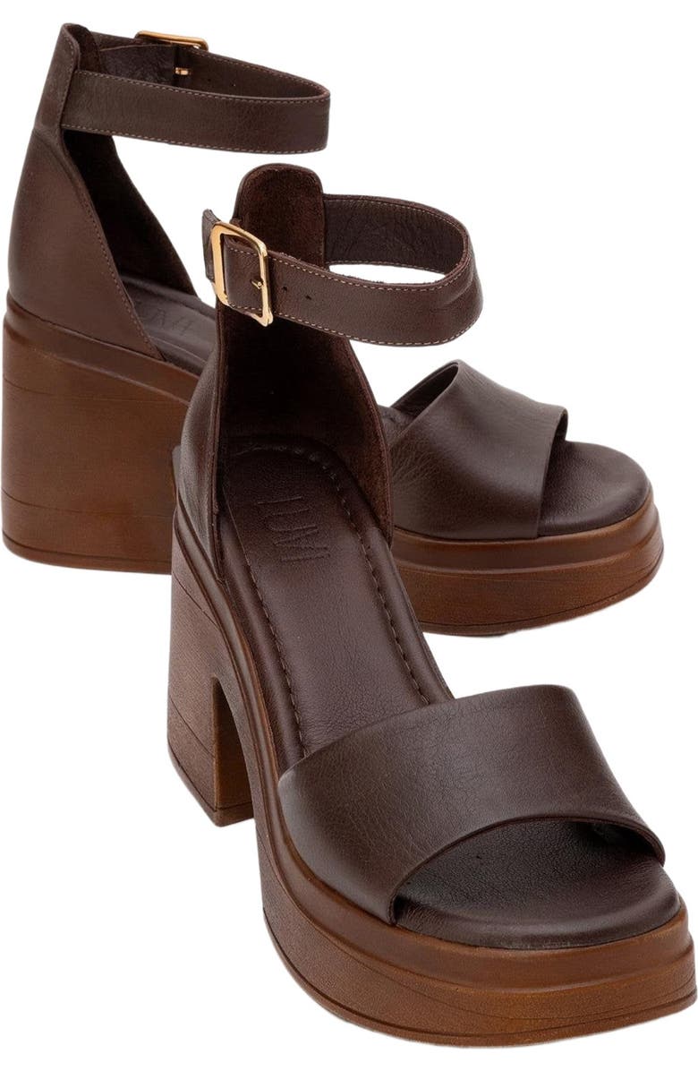 Forever & Always Shoes MARGOT Leather Platform Sandal, Alternate, color, Dark Brown Leather