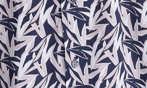 Studio Garnet Los Angeles Leaf Print Short Sleeve Button-up Shirt In Navy