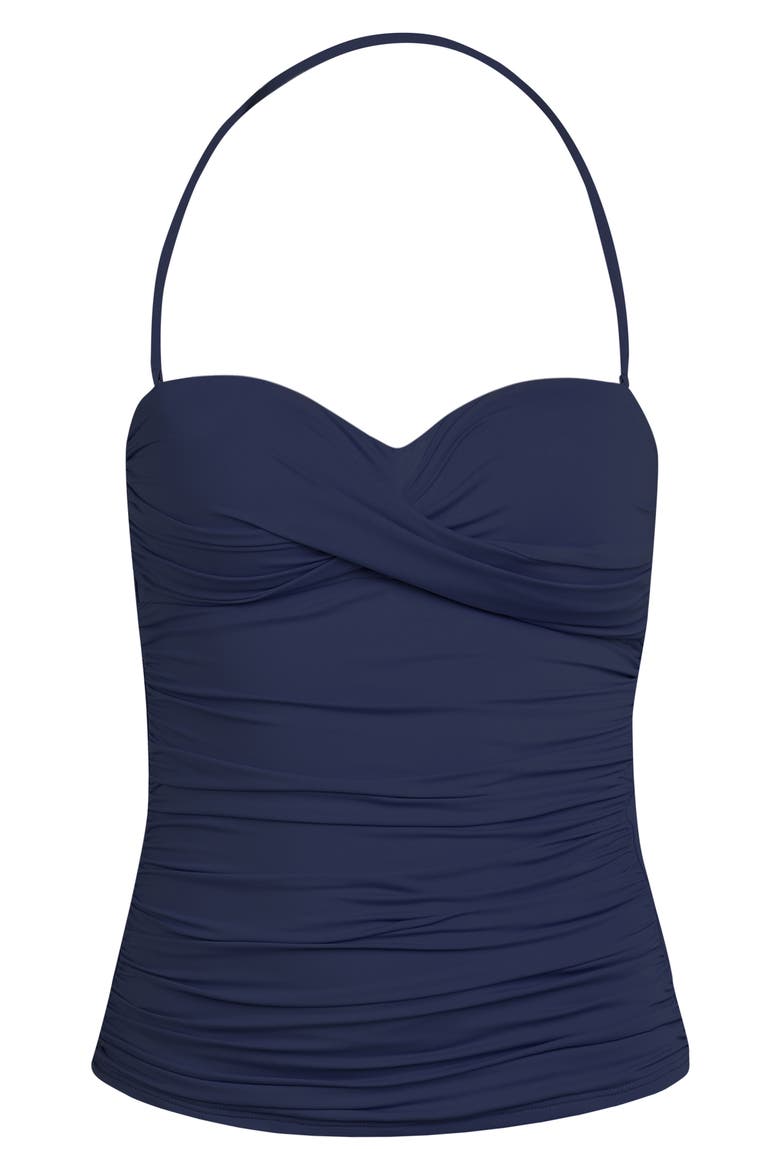 Island Goddess Twist Bandeau Bikini Top, Alternate, color, INDIGO