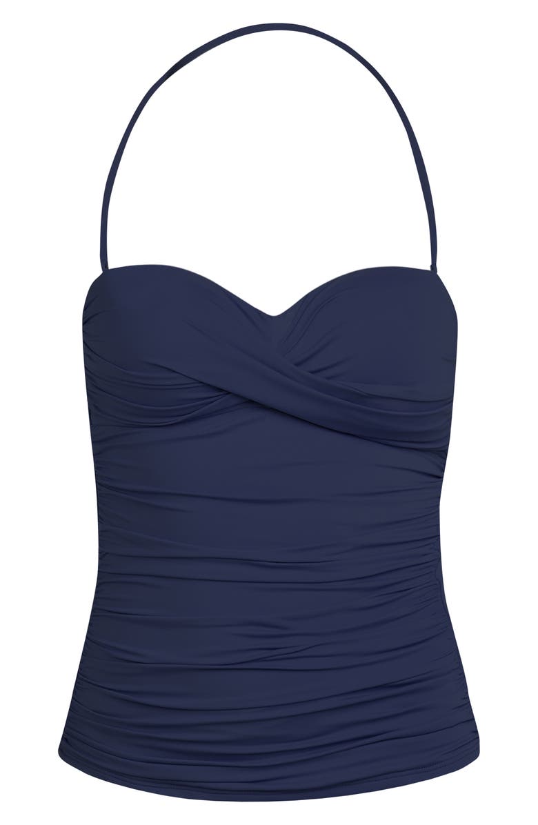 La Blanca Island Goddess Twist Bandeau Bikini Top, Alternate, color, Indigo