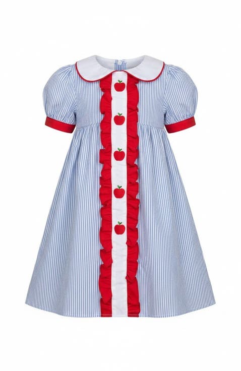 Ruffled Apple Striped Dress